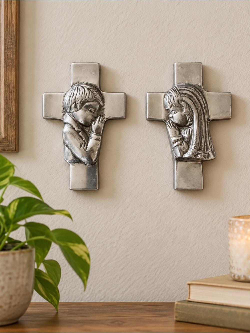Source Unknown Silver Child Prayer Cross Wall Plaques 6X3. Love these!